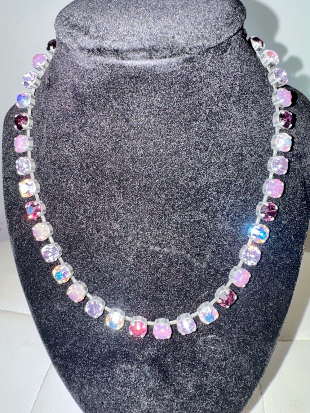 Aurora Crystal Tennis Necklace - Pink & Purple Stones